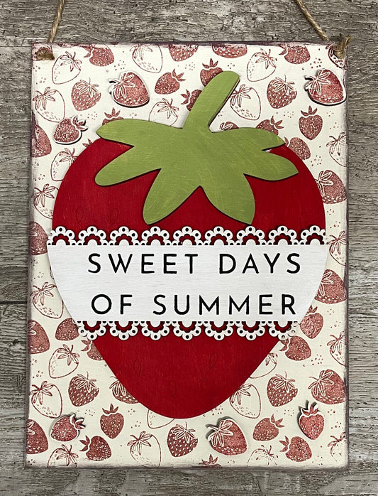 Sweet Days of Summer Kit, DIY Unpainted Wooden Kit, DIY Strawberry Sign Kit