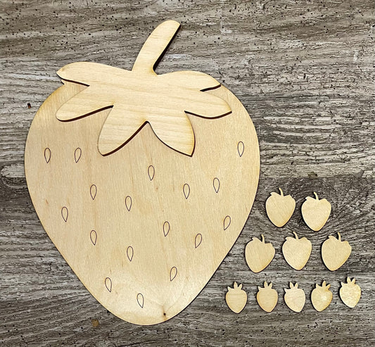 Strawberry cutouts only, DIY Unpainted Wooden Kit, DIY Strawberries
