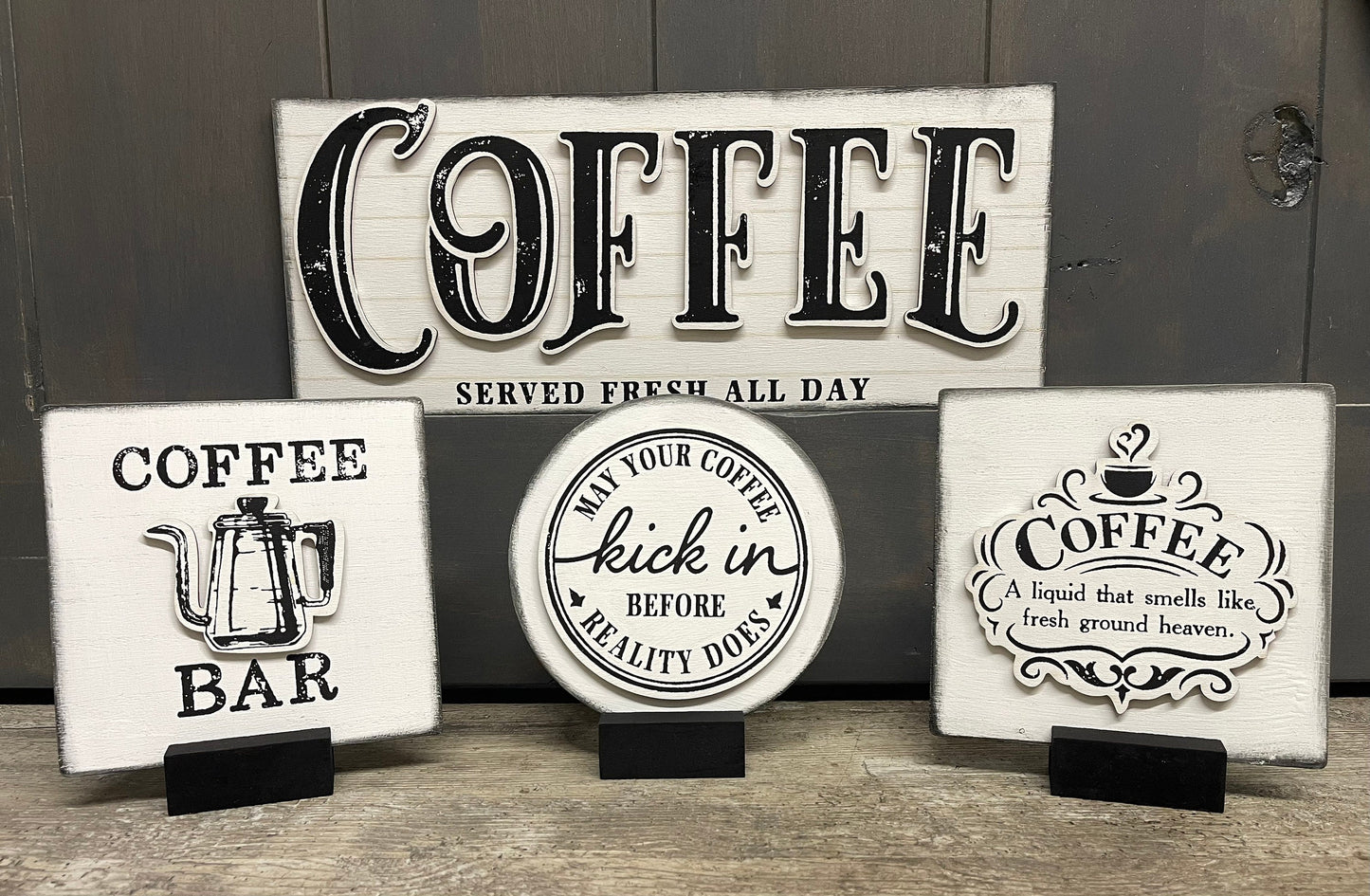 Coffee served Daily cutouts unfinished sign ready for you to paint