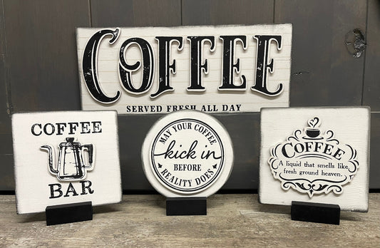 Coffee served Daily cutouts unfinished sign ready for you to paint