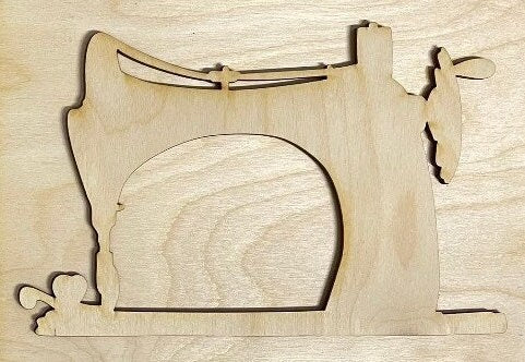 Sewing Machine cutout only, unpainted wood piece, ready for you to paint