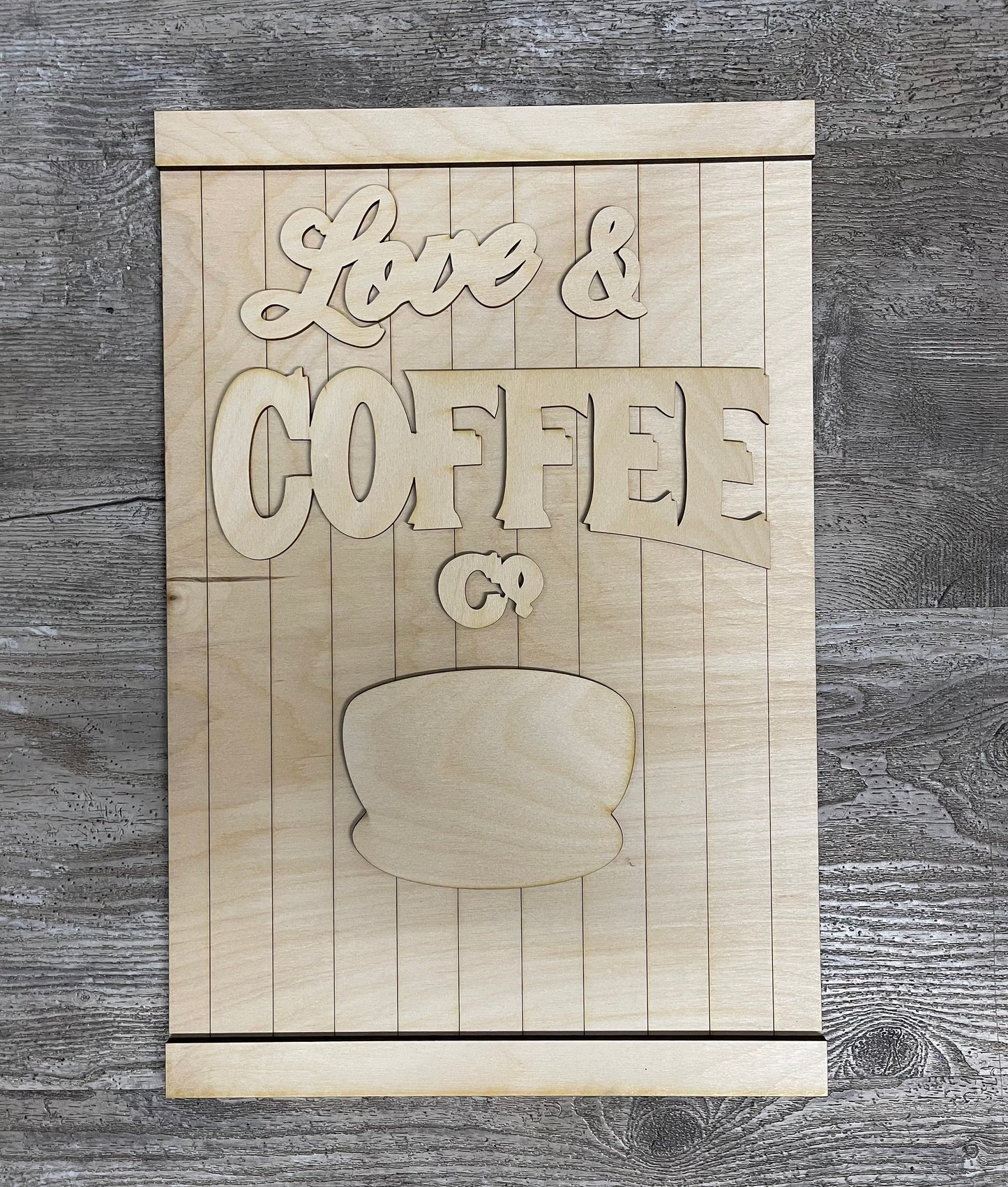 Love & Coffee Co Unfinished wooden sign and pieces - ready for you to paint