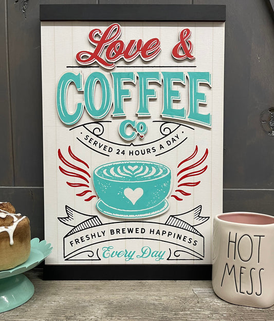 Love & Coffee Co Unfinished wooden sign and pieces - ready for you to paint