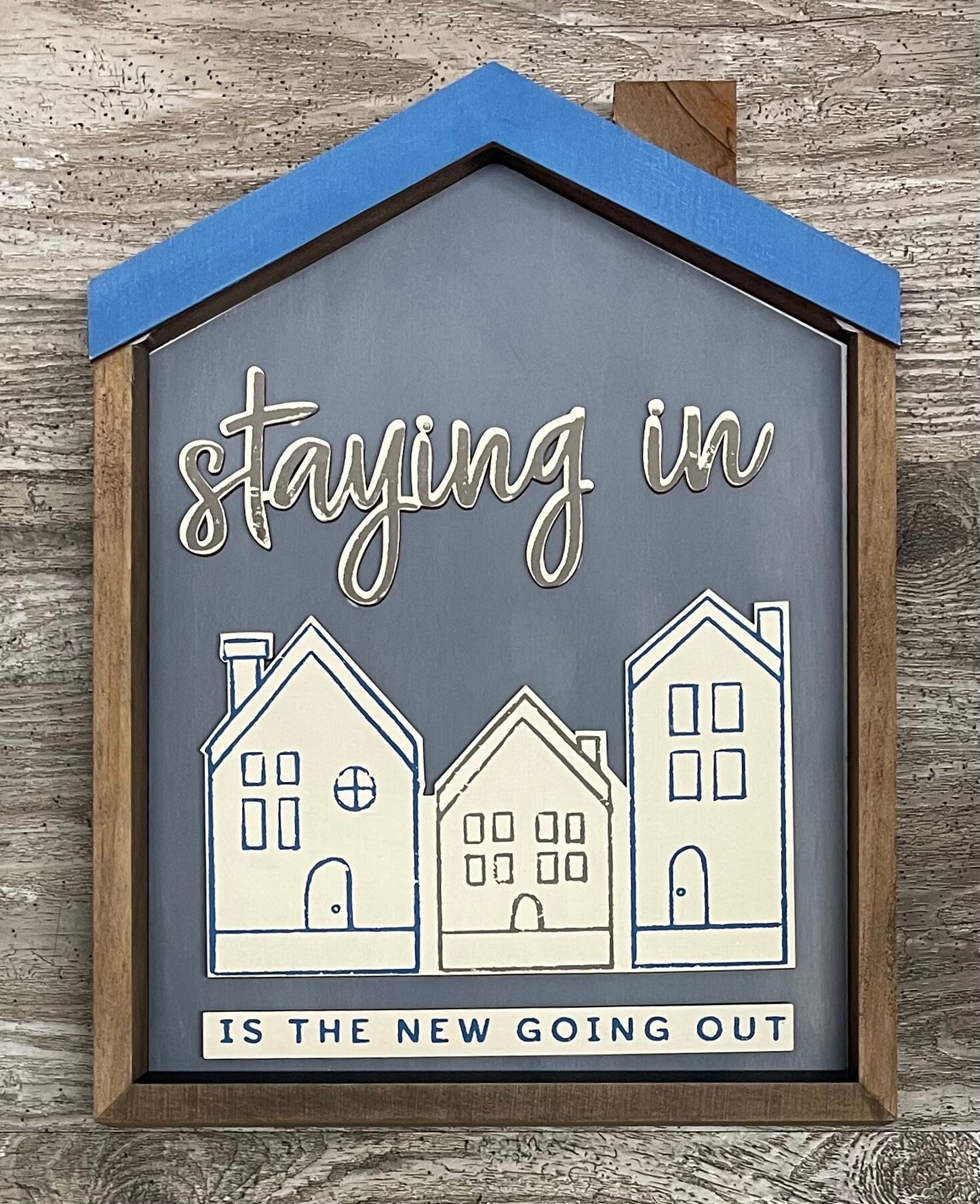 Staying in is the new going out Add on kit, house not included, unpainted wood pieces Insert, Roof, Cutouts and Velcro