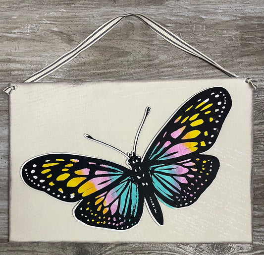 Large Butterfly and Sign, unfinished ready for you to paint - back sign is 12” x 18”