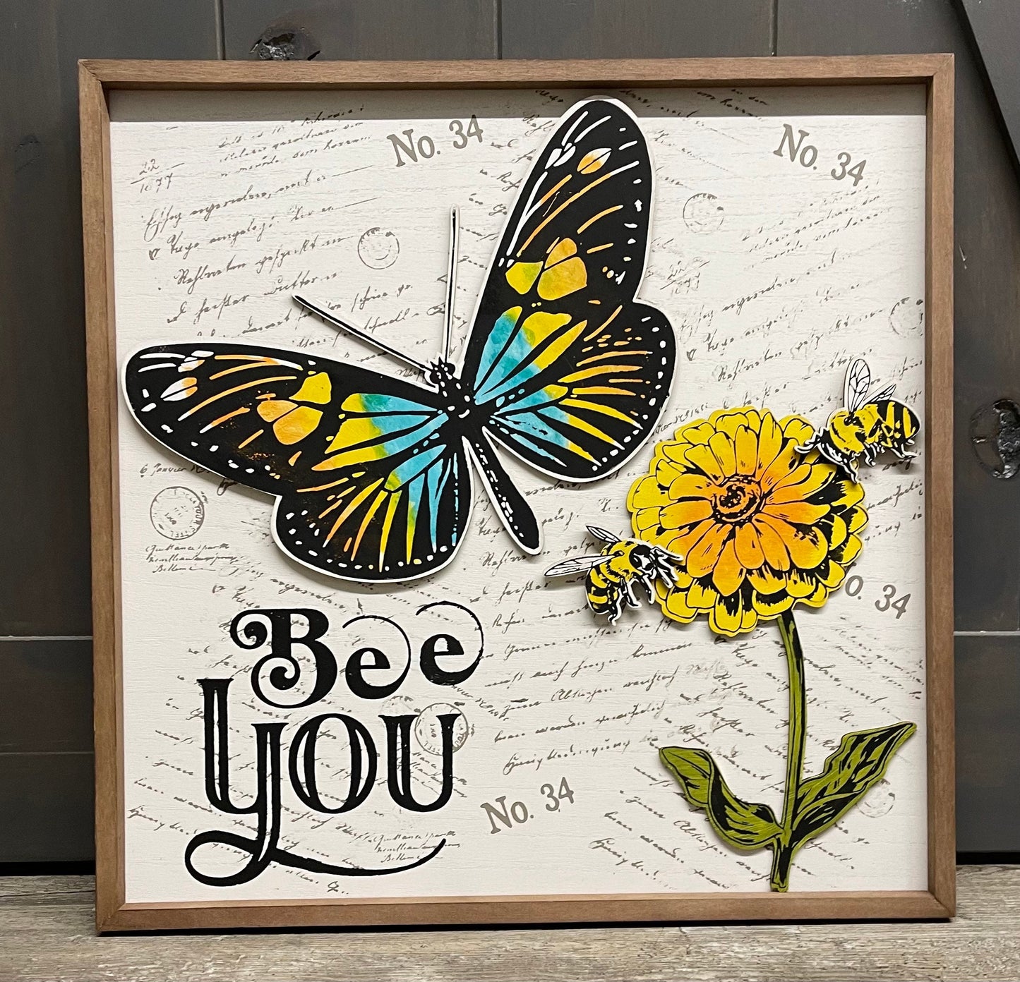 1 Flower, 1 Butterfly and 2 Bee cutouts ready for you to paint - back sign is not included