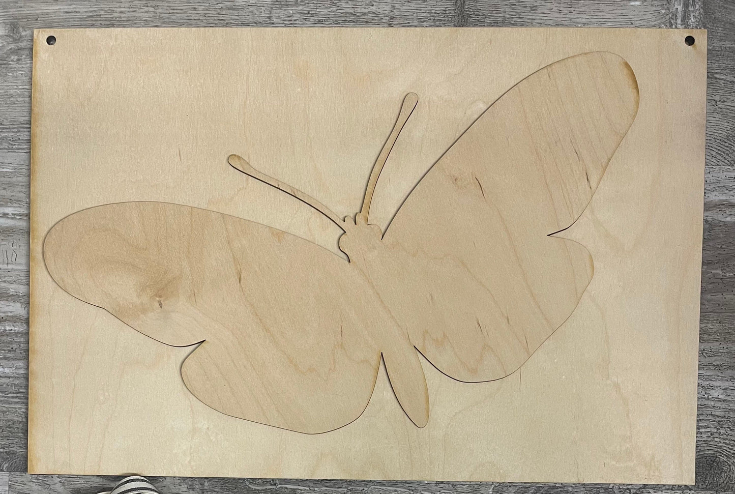 Large Butterfly and Sign, unfinished ready for you to paint - back sign is 12” x 18”