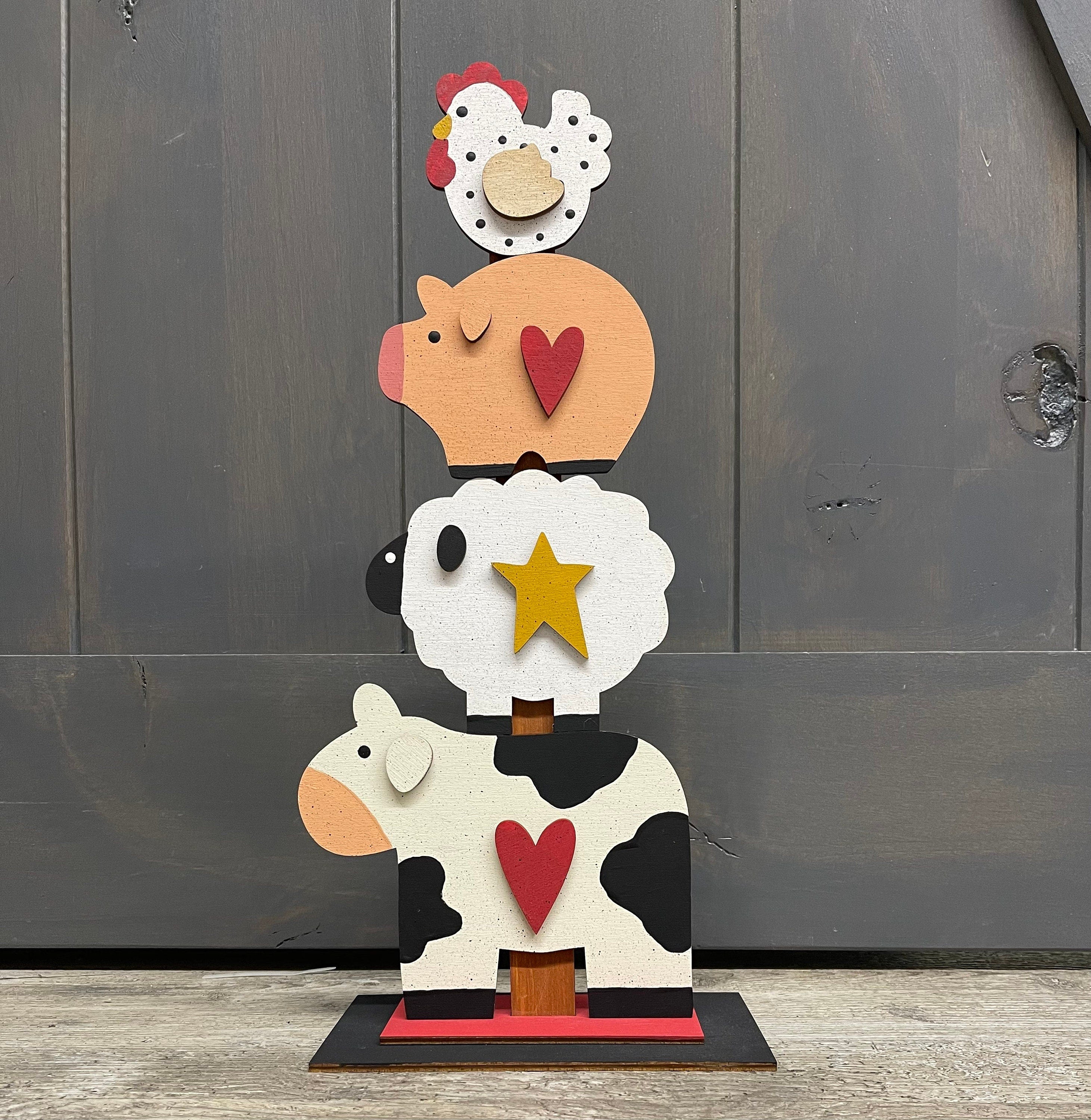 Animal Stack Label Farm Animal Stack cutouts ready for you to paint - Farmhouse, Cow, Pig ...