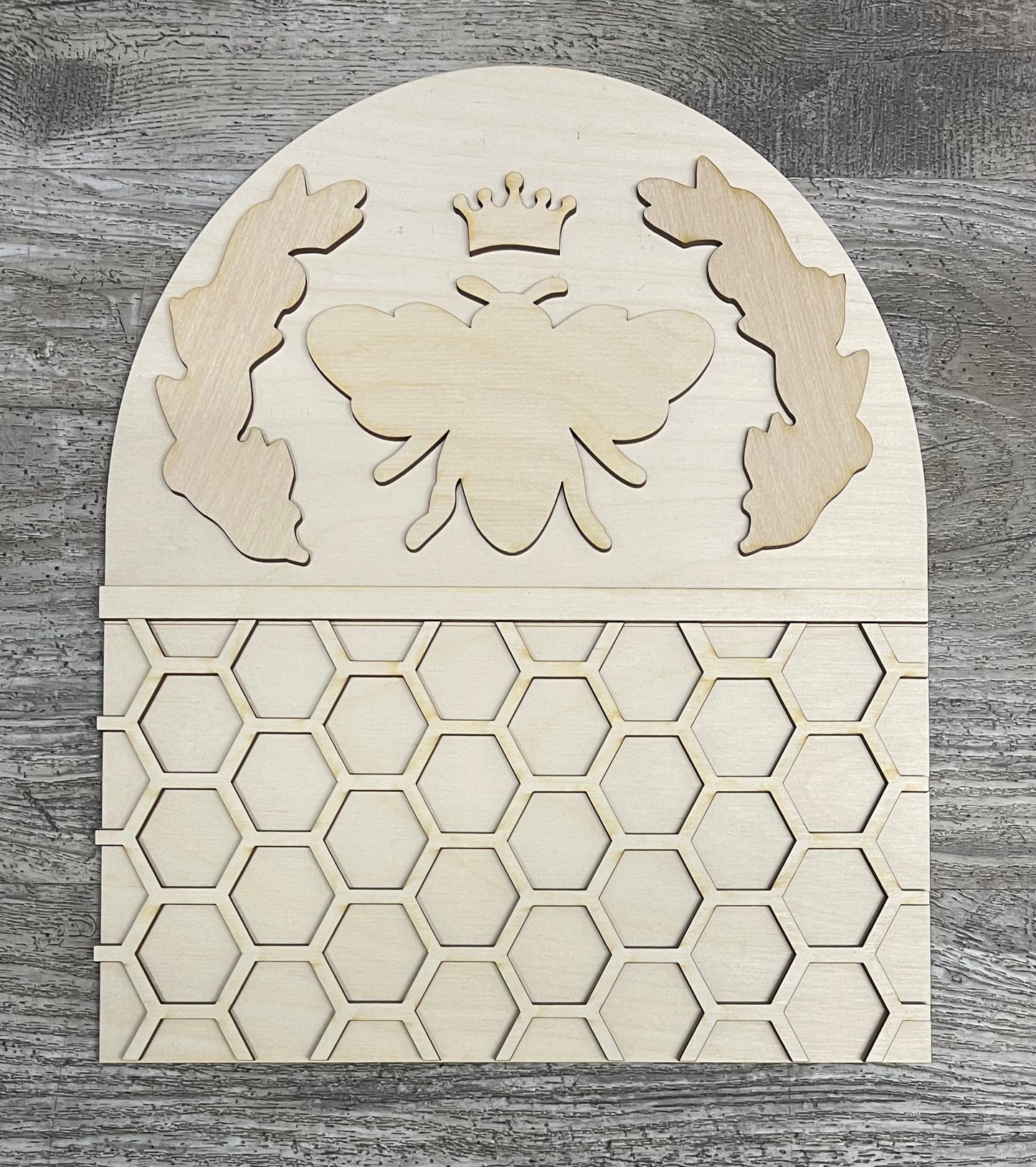 Bee Honeycomb sign kit, unpainted wooden cutouts - ready for you to paint