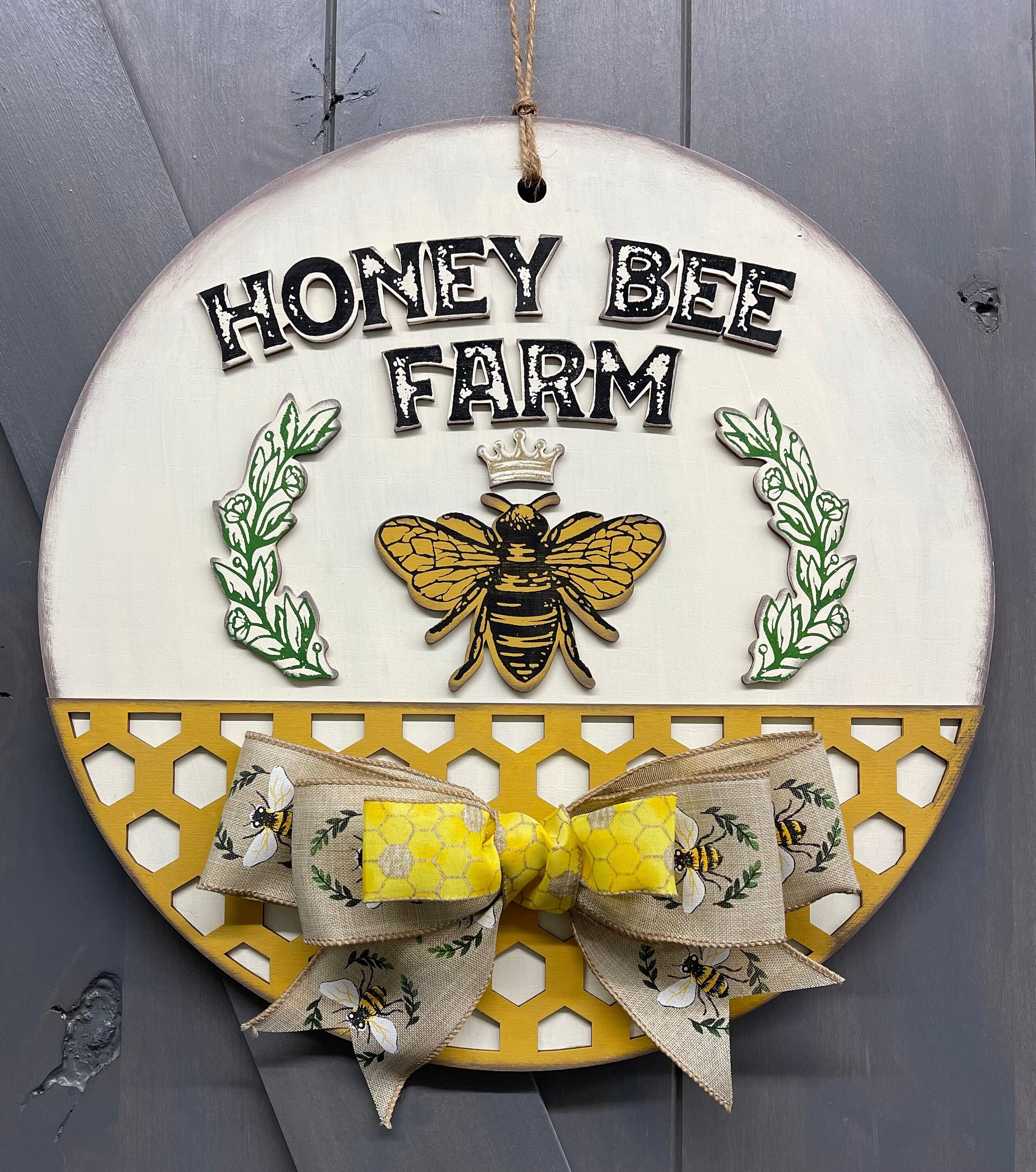 Honey Bee Farm cutouts and ribbon unfinished cutouts without Round Doo ...