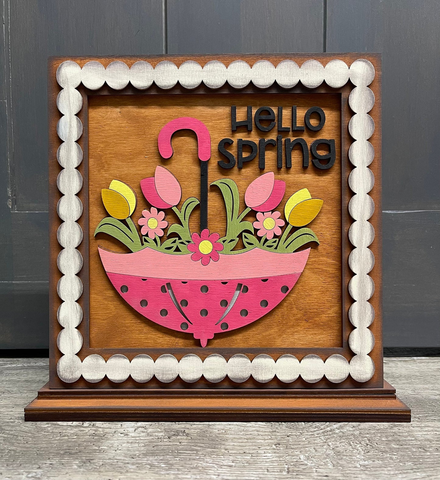 Unpainted Changeable Frame with the removable piece - Everyday - Welcome Spring theme already for you to paint