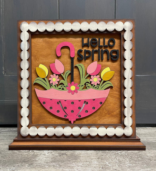 Unpainted Changeable Frame with the removable piece - Everyday - Welcome Spring theme already for you to paint