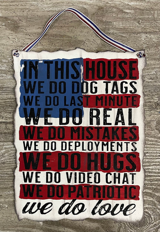 In this House we do Dog Tags cutout ready for you to paint - diy sign, military sign kit