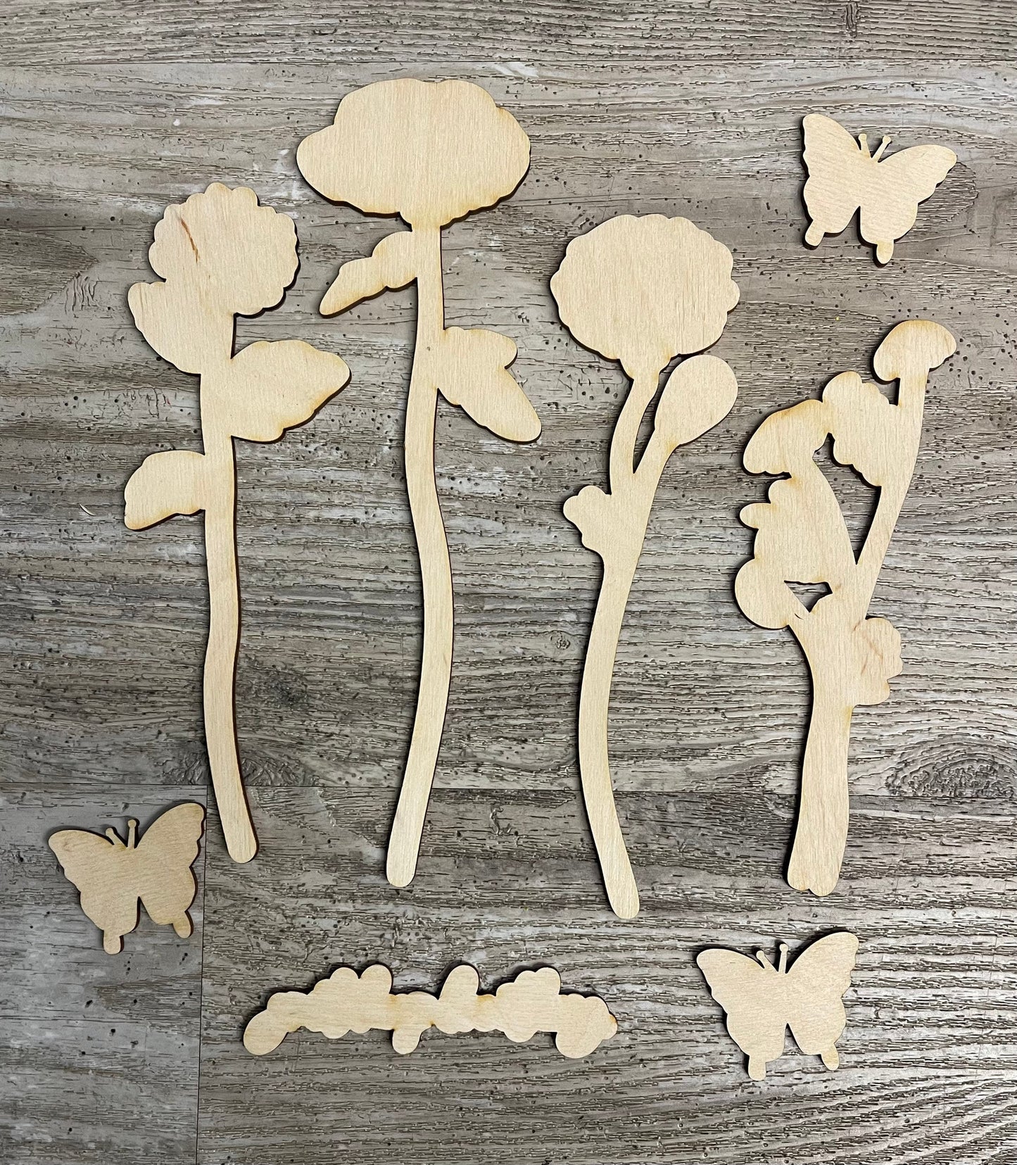 Botanical Just Keep Breathing Cutouts, unpainted wooden cutouts - ready for you to paint, door tag surface not included