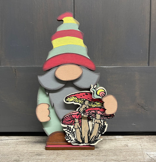 Mushroom Gnome cutout, unpainted wooden cutout - ready for you to paint