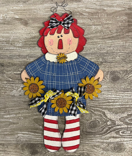 Sunflower Raggedy Ann Kit cutouts ready for you to paint -