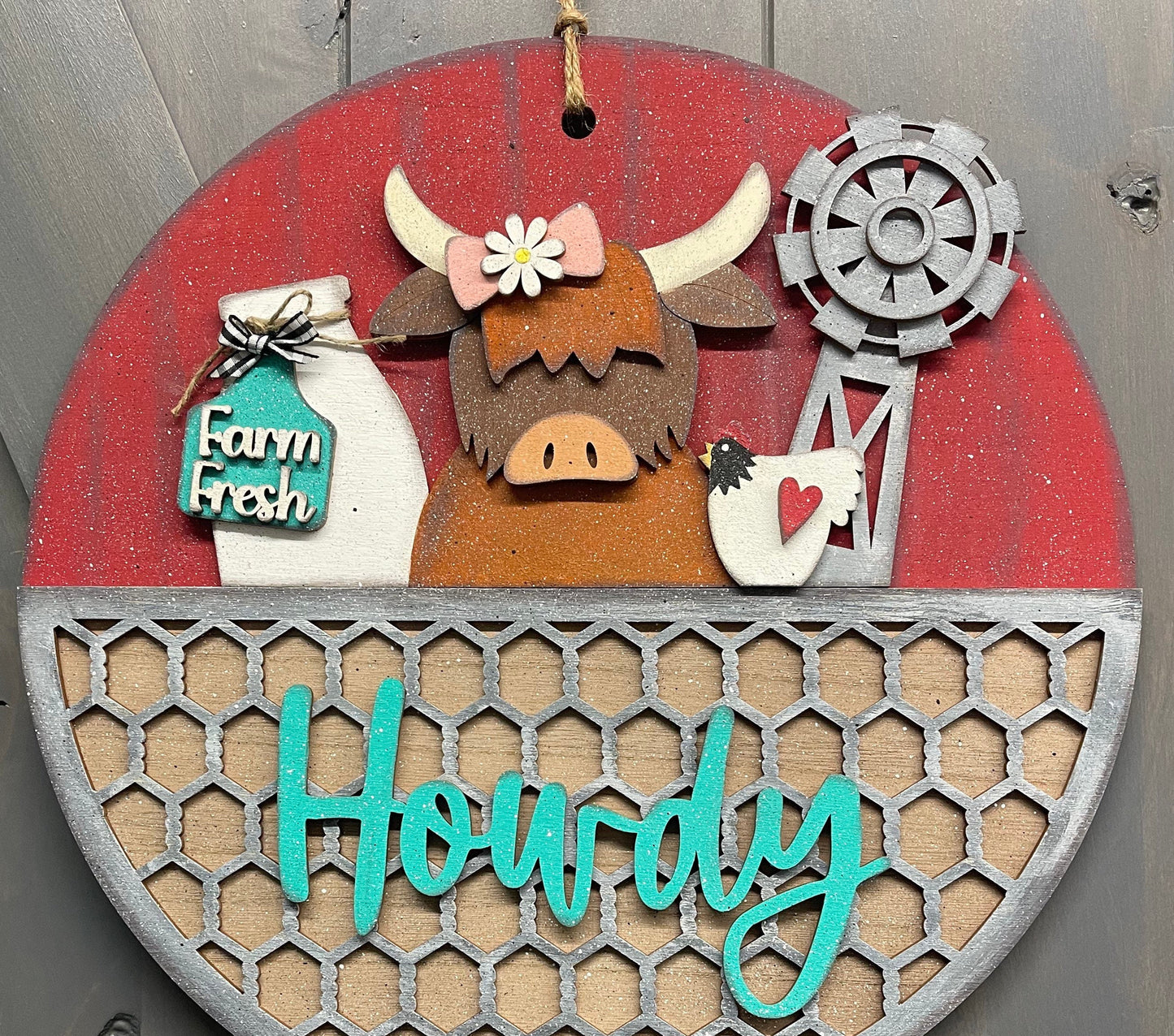 Farmhouse Cow Sign cutouts, unfinished cutouts with or without Round Door sign piece