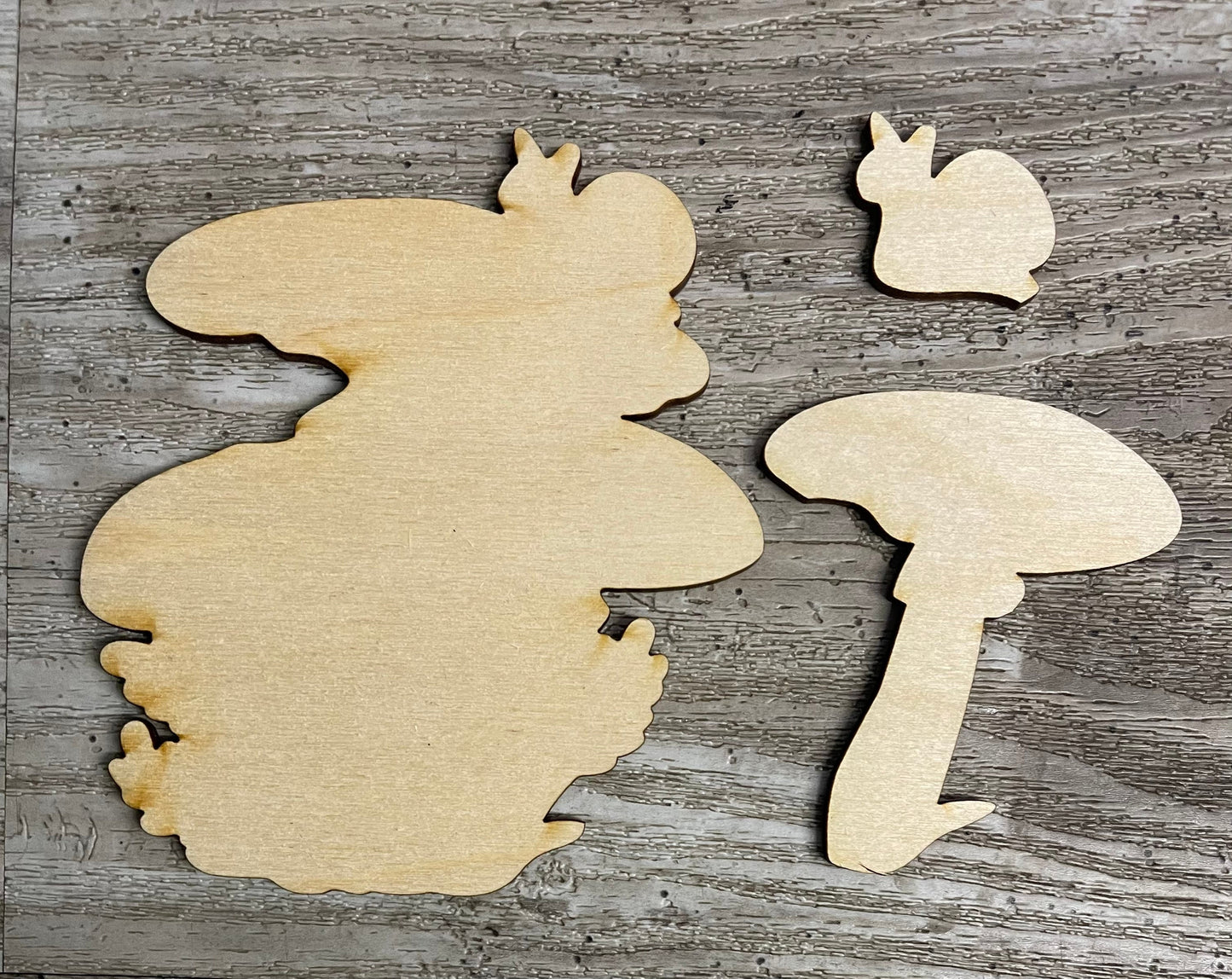 2 sets of Mushroom cutouts, unpainted wooden cutout - ready for you to paint