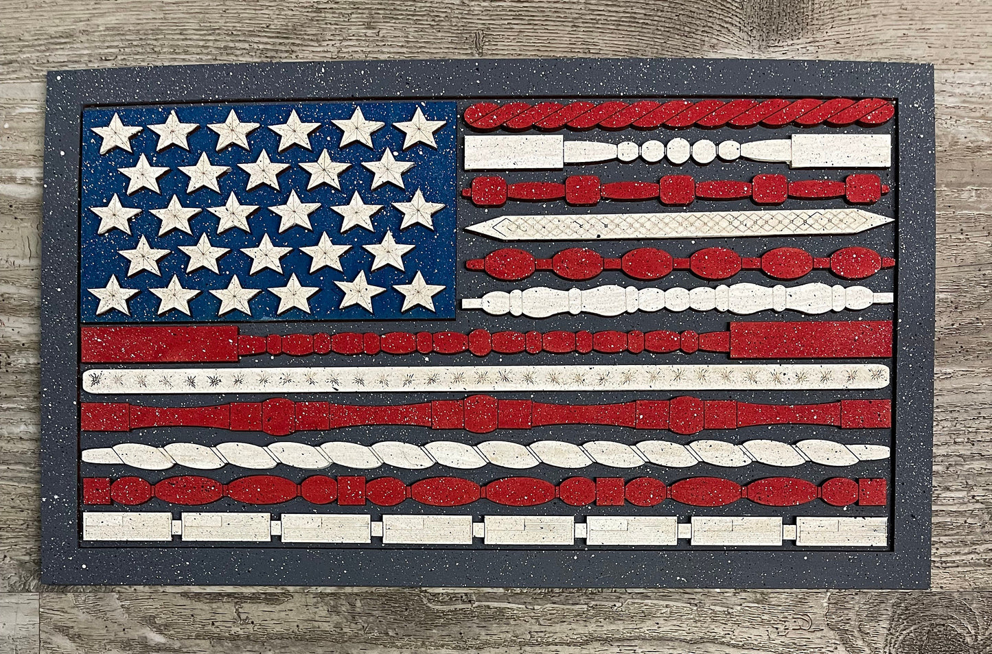 USA Flag sign with cutouts, unfinished wood cutouts ready for you to paint
