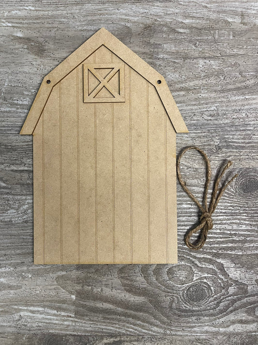 Barn cutout only - unpainted wooden cutouts, ready for you to paint