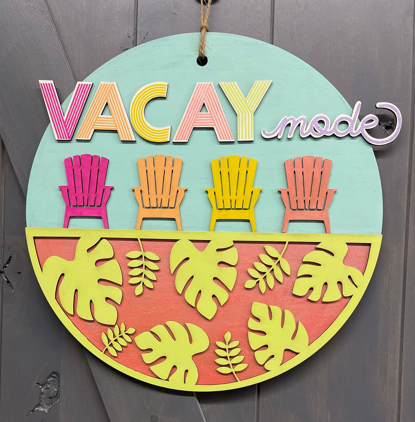 Vacay Mode Sign cutouts, unfinished cutouts with or without Round Door sign piece