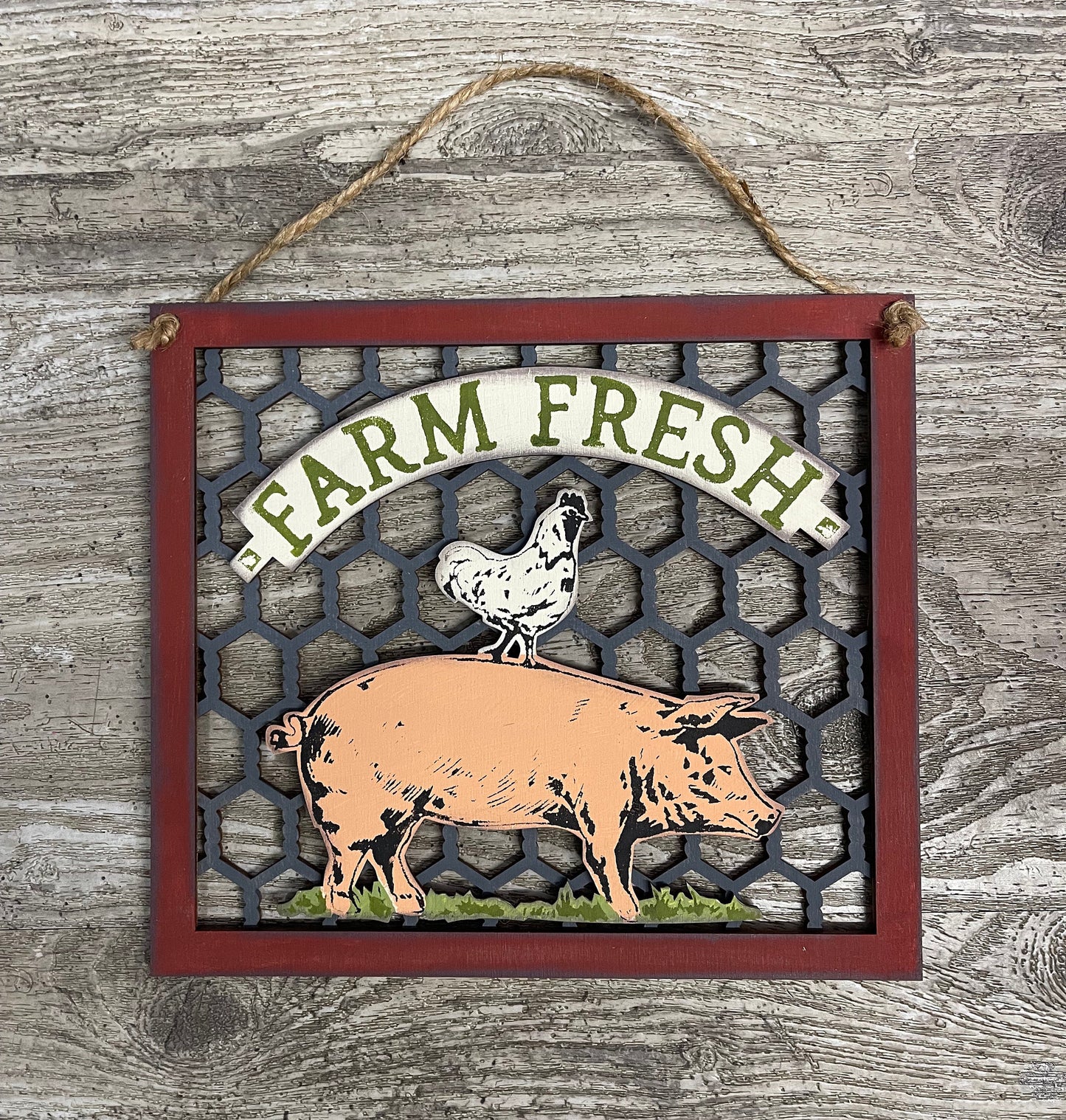 Farm Fresh Sign with cutouts and Jute unfinished wood cutouts ready for you to paint