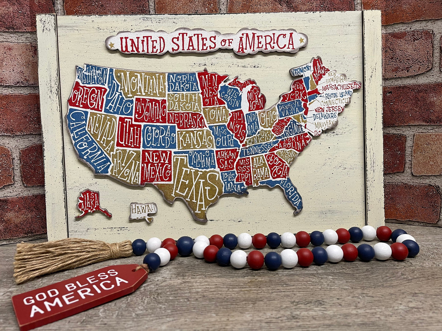 USA Map Cutouts with sign backer Kit ready to paint, unpainted wood cutouts