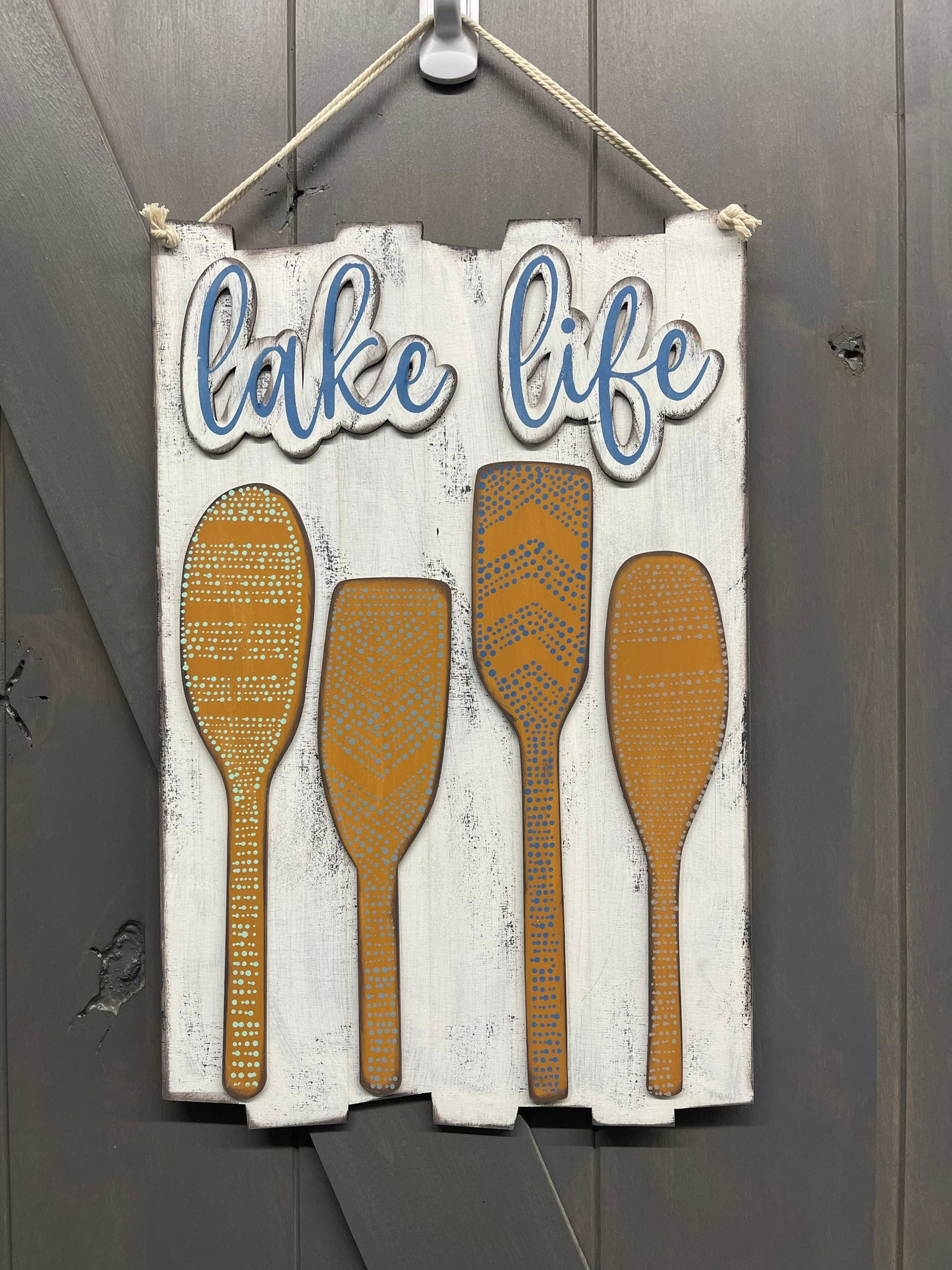 Lake Life sign with cutouts, includes back sign, unfinished wood cutouts ready for you to paint