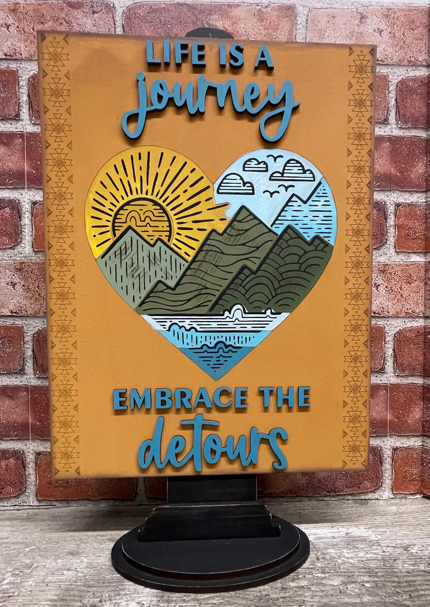 Life is a Journey, Embrace the Detours sign with cutouts, includes back sign, unfinished wood cutouts ready for you to paint