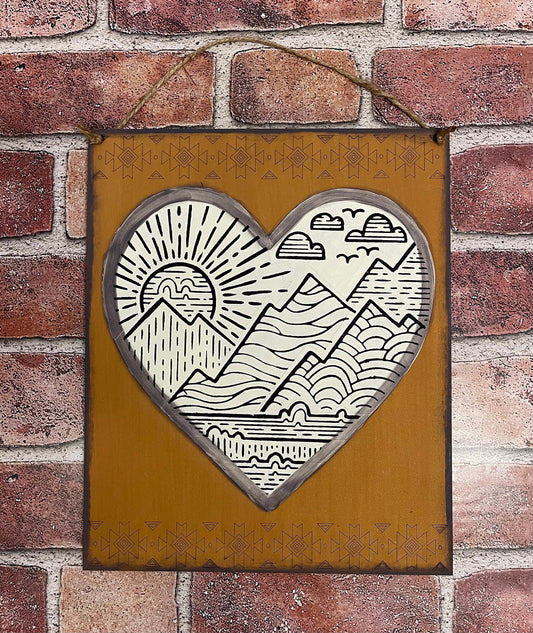 Mountain Heart sign kit, unpainted wooden sign - ready for you to paint