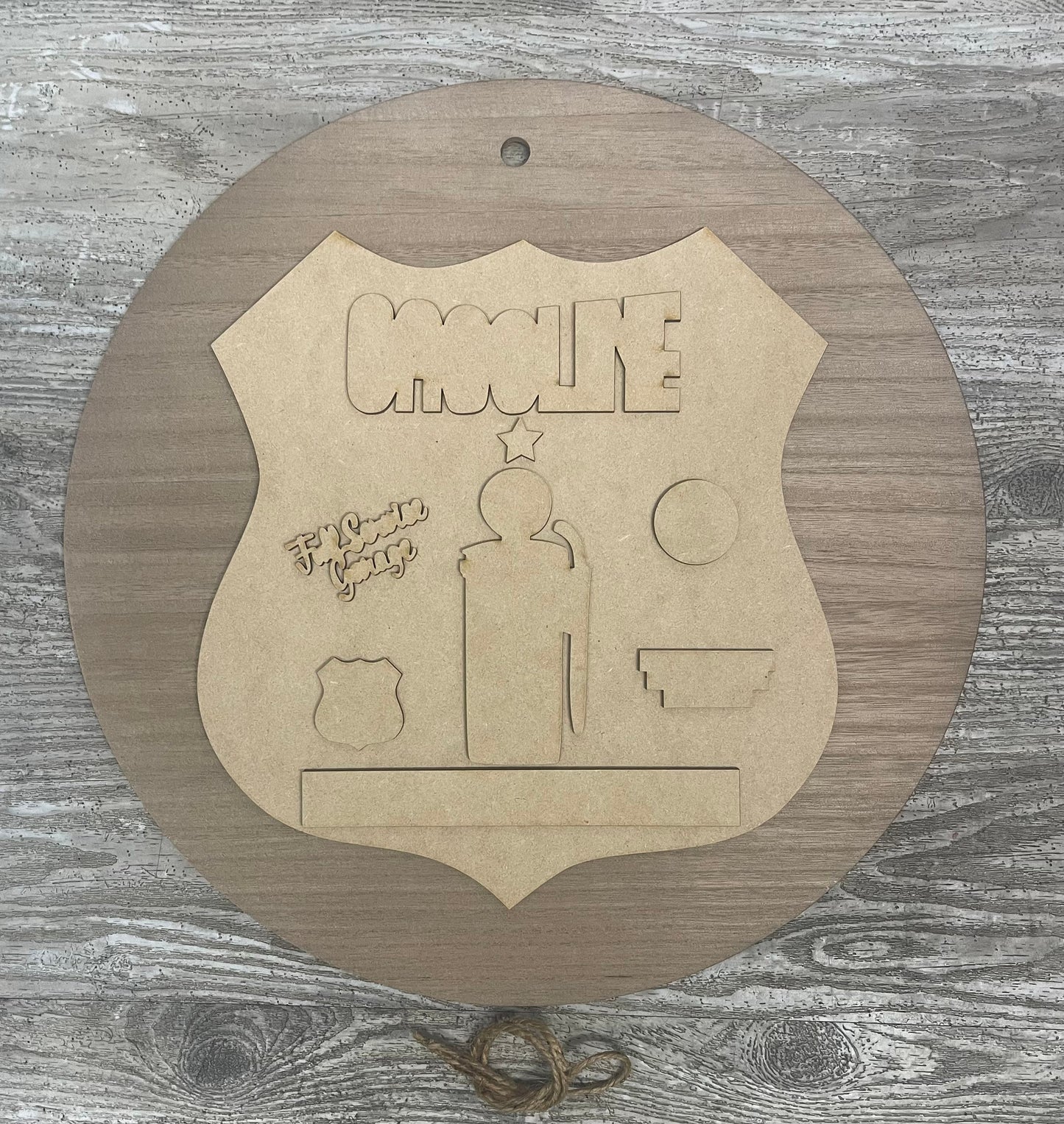 Sign 16” round with Premium Gasoline cutouts - unpainted wooden cutouts, ready for you to paint