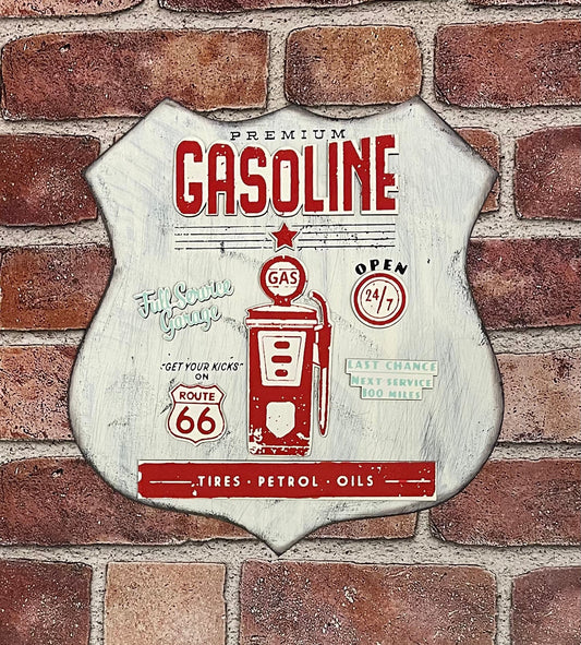 Sign with Premium Gasoline cutouts - unpainted wooden cutouts, ready for you to paint
