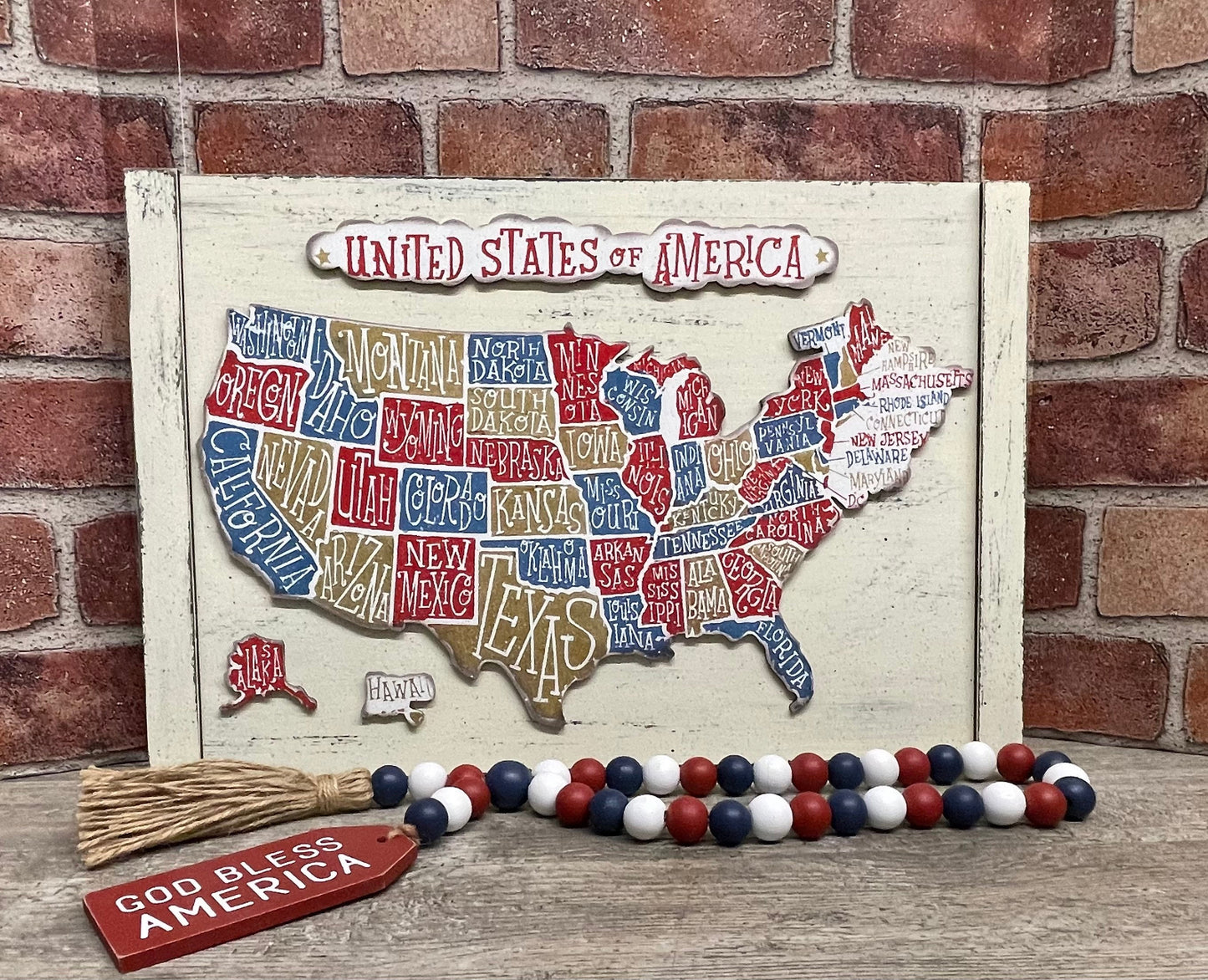 USA Map Cutouts with sign backer Kit ready to paint, unpainted wood cutouts