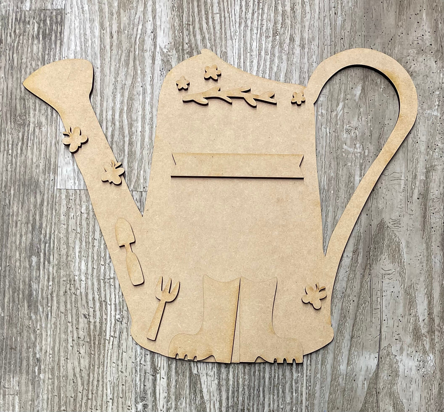 Watering Can Time for Garden Therapy sign kit, unpainted wooden cutouts - ready for you to paint