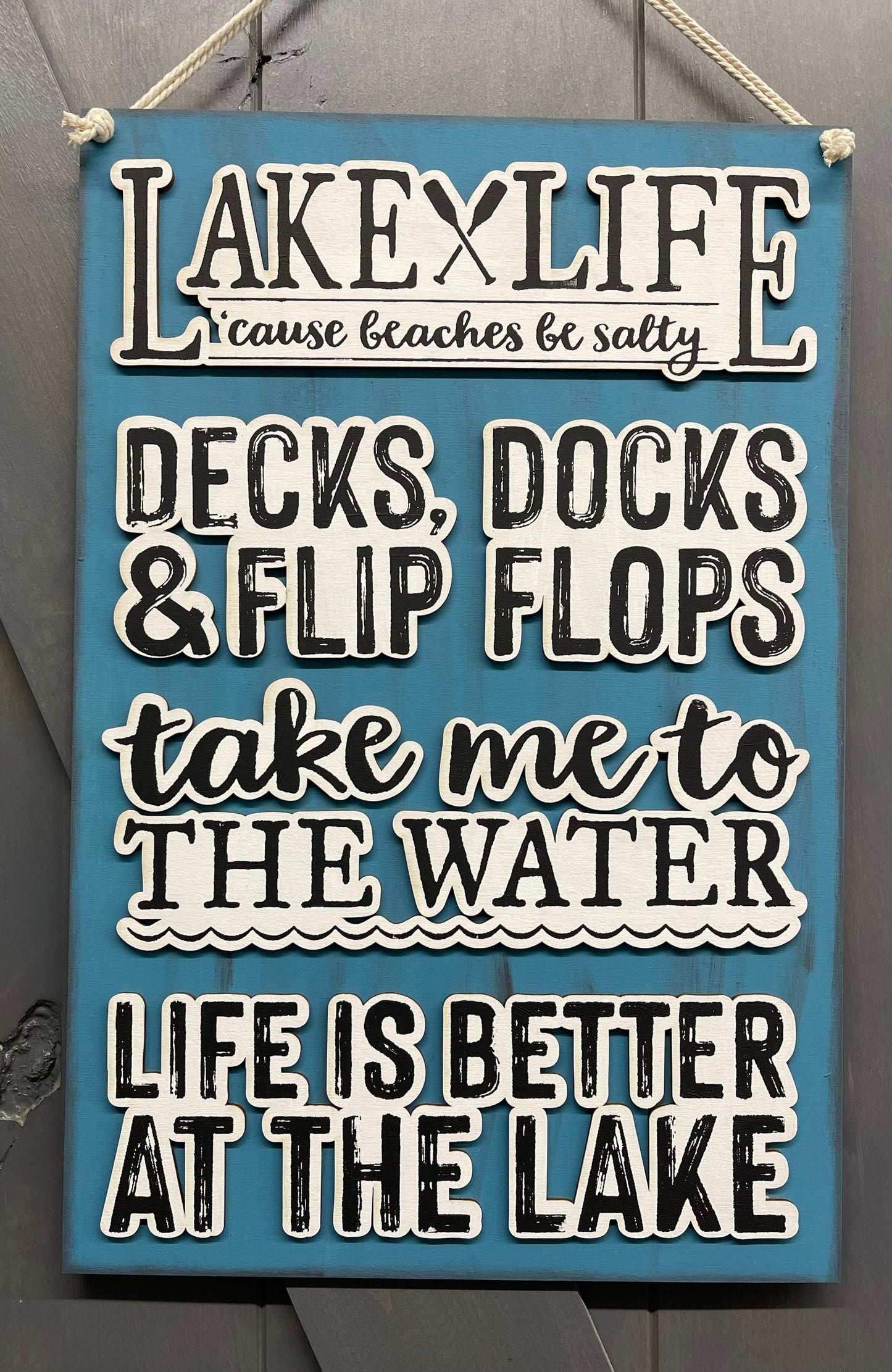 At the Lake, Lake Life sign with cutouts, includes back sign, unfinished wood cutouts ready for you to paint