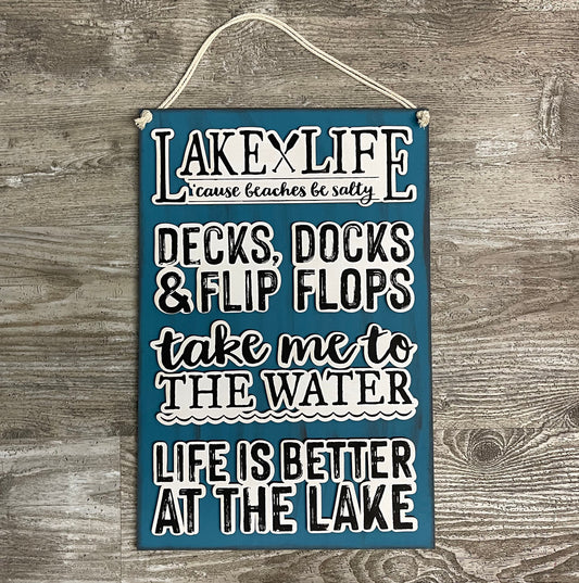 At the Lake, Lake Life sign with cutouts, includes back sign, unfinished wood cutouts ready for you to paint