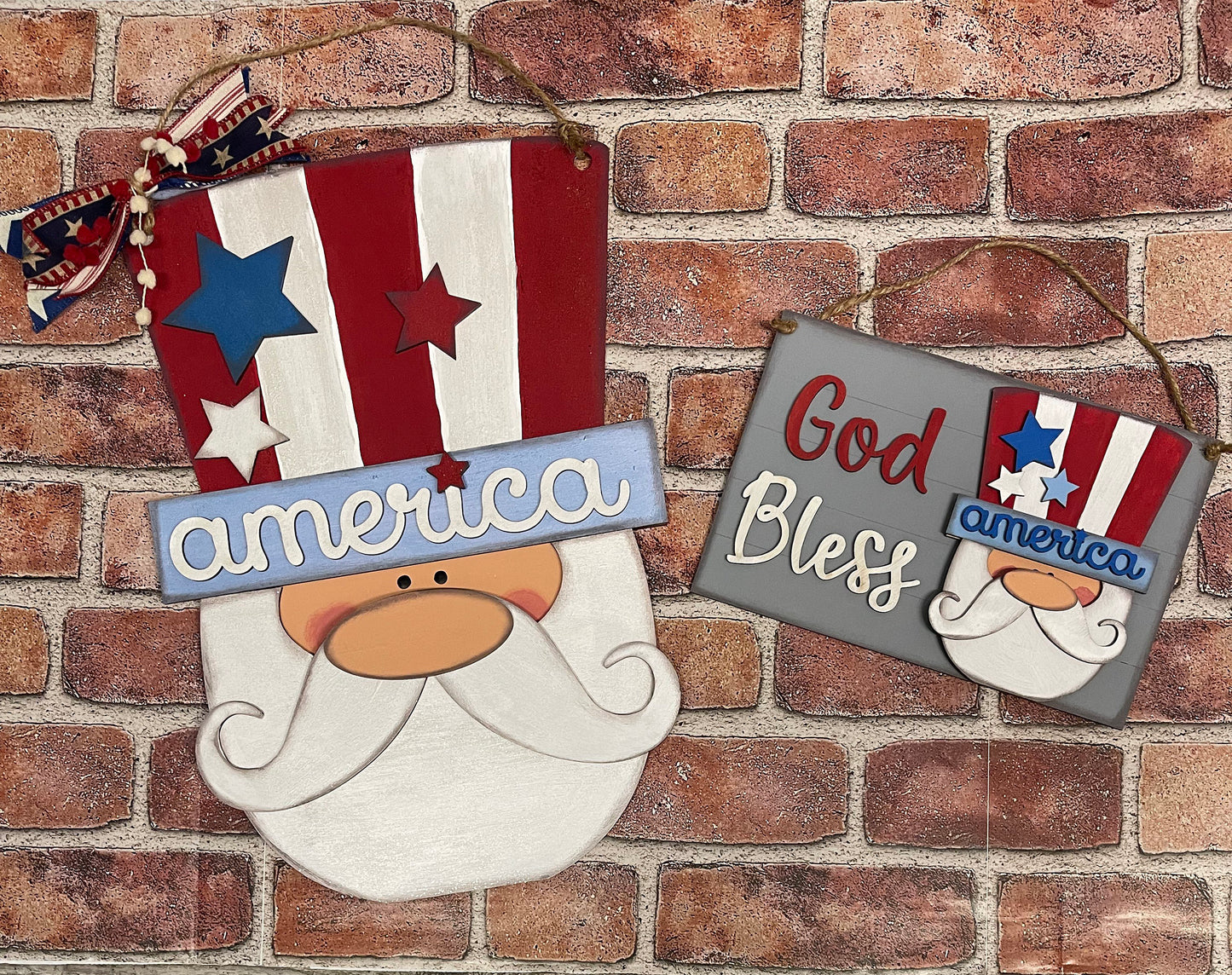 God Bless America Uncle Sam Sign, Patriotic unpainted wooden cutout - ready for you to paint