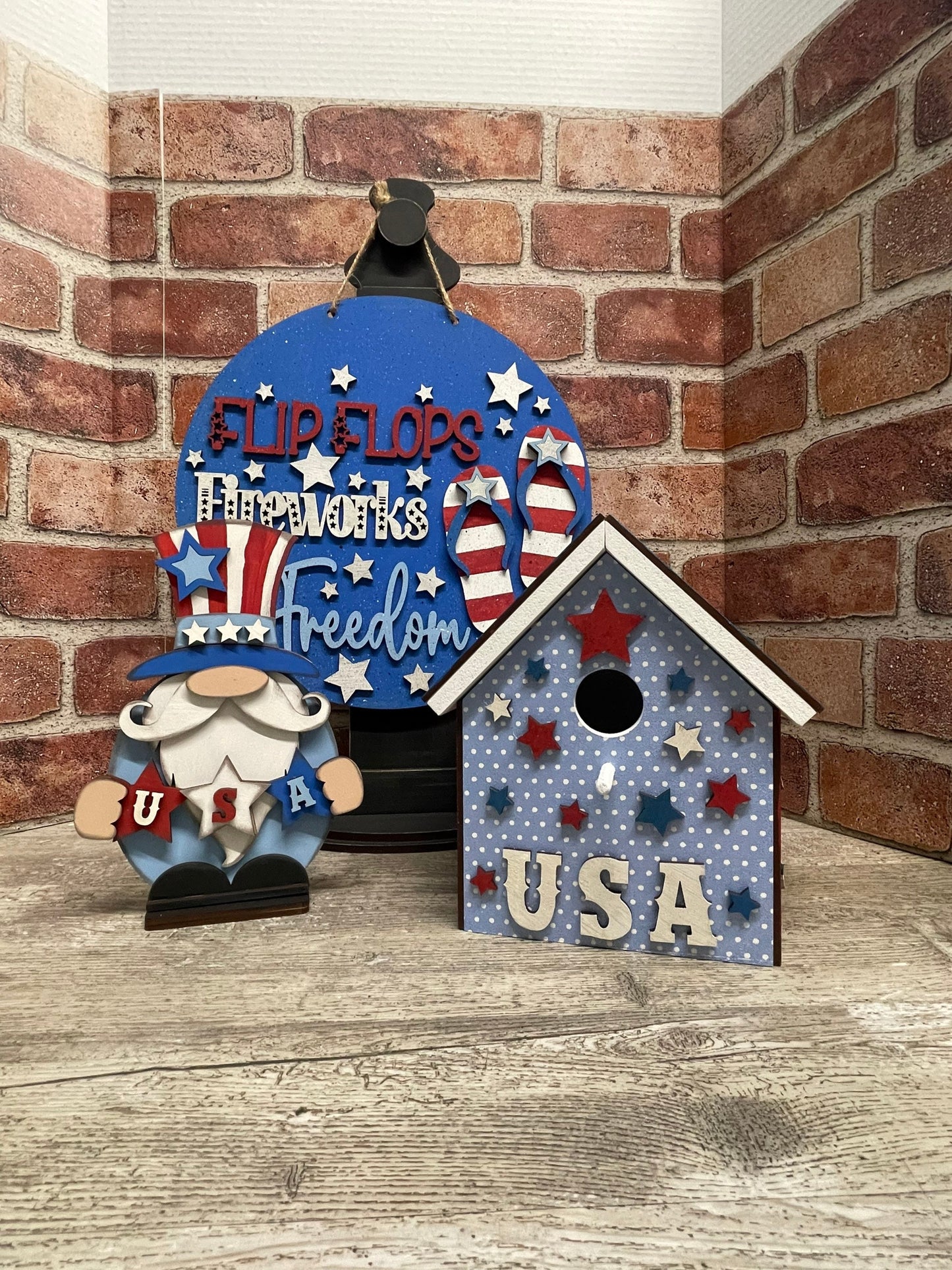 Patriotic Birdhouse add ons unpainted wooden cutout - ready for you to paint, birdhouse is not included