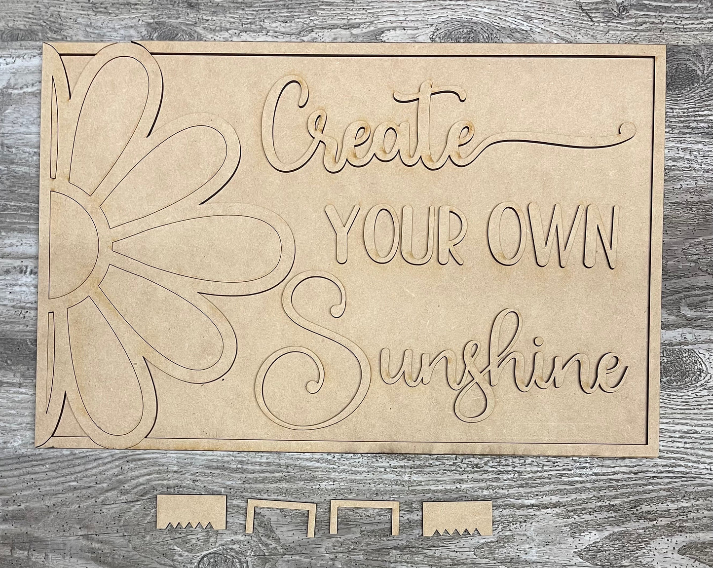 Create your own Sunshine sign ready to paint, unpainted wood cutouts