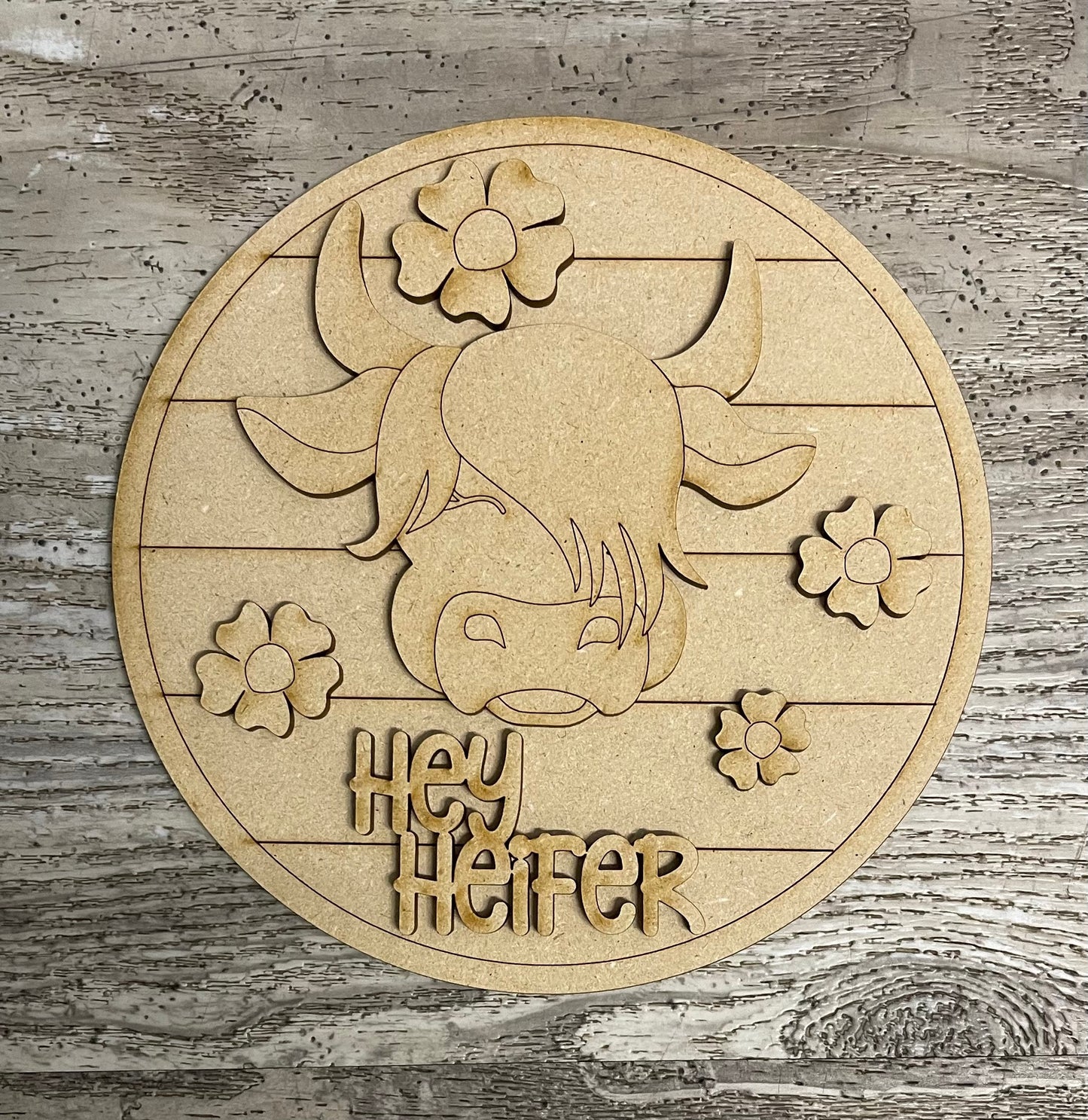 Hey Heifer insert for changeable sign, unpainted ready for you to finish