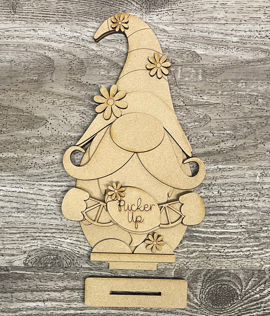 Lemon Gnome cutouts, unpainted wooden cutout - Qty 1, ready for you to paint