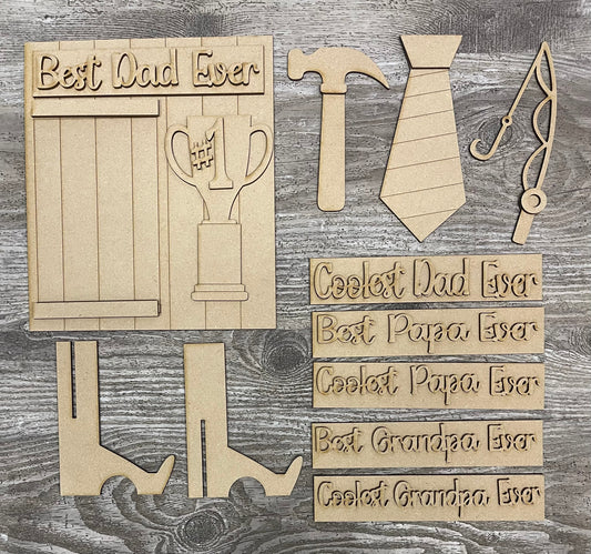 Best Dad, Best Grandpa sign kit, unpainted wooden cutouts - ready for you to paint, includes the circle