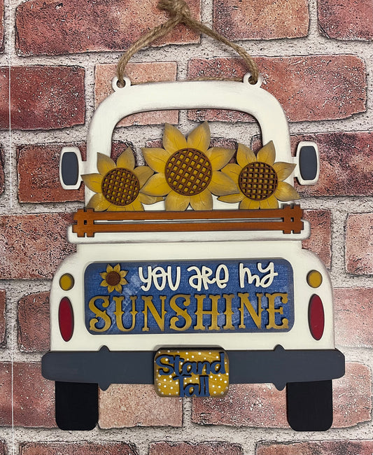 Sunflower Truck, You are my Sunshine with the removable pieces unpainted wood cutouts, ready for you to paint, includes truck